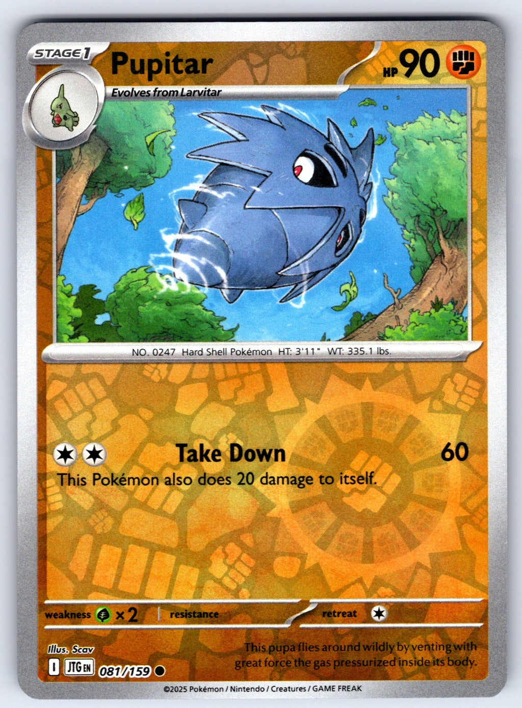 Pupitar Reverse Holo Common SV09: Journey Together 081/159 NM 2025