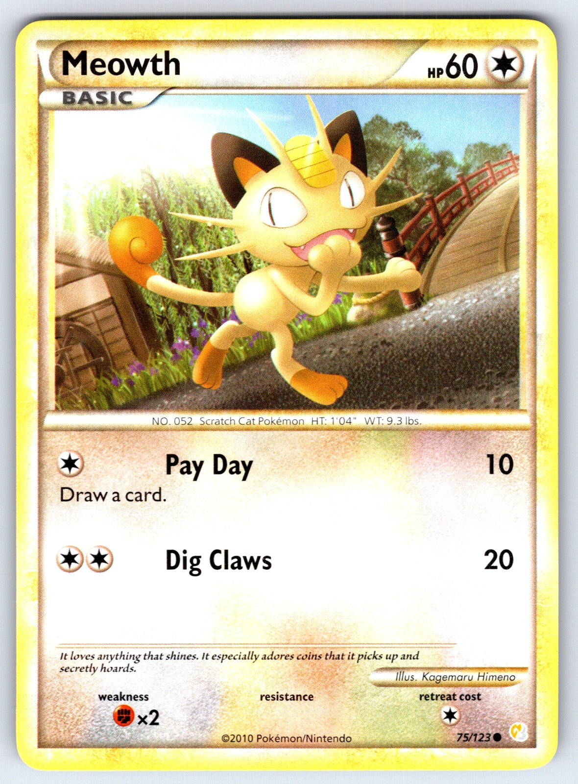 Meowth Common HeartGold SoulSilver 75/123 LP 2010
