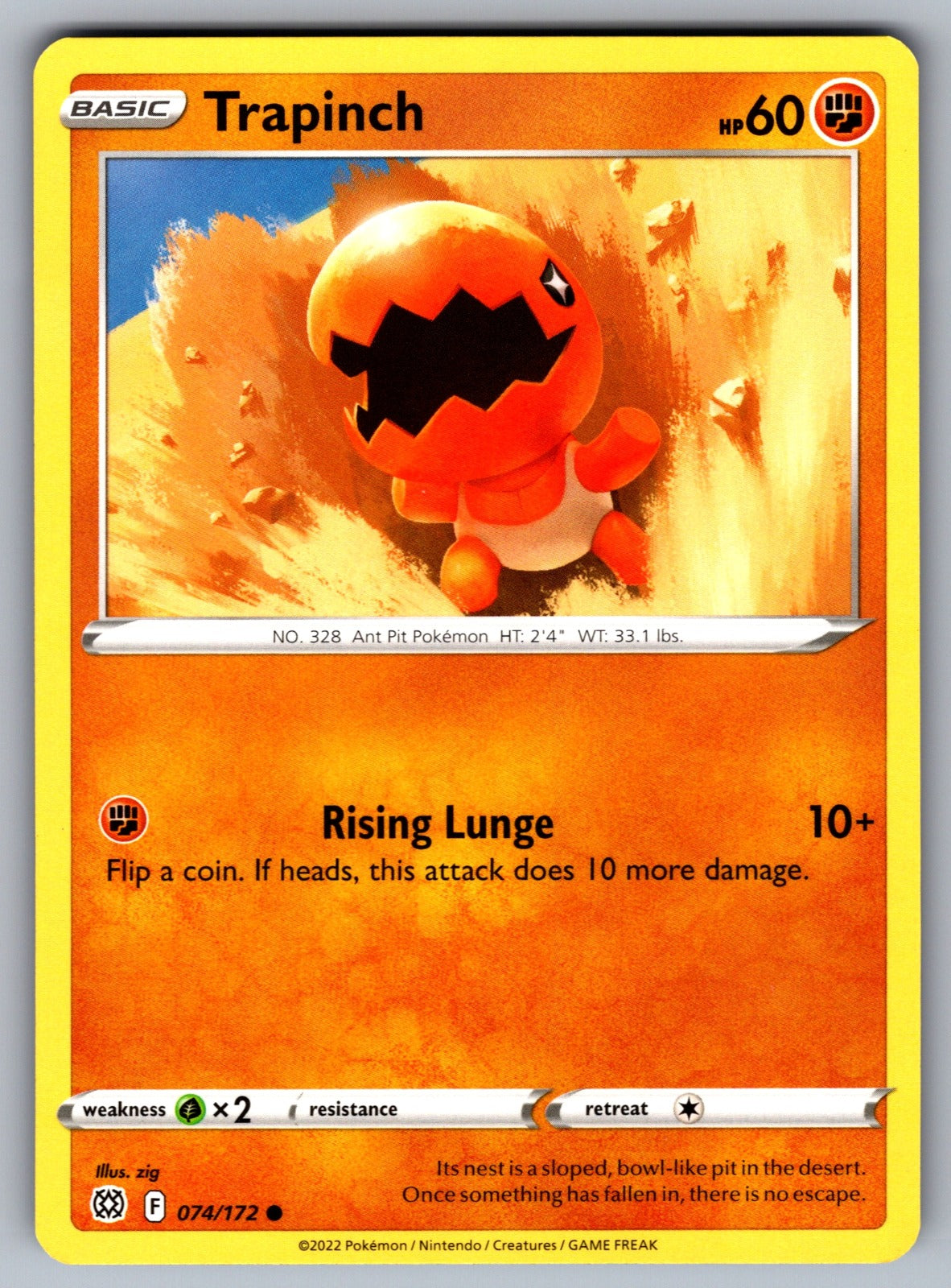 Trapinch Common SWSH09: Brilliant Stars 074/172 NM 2022
