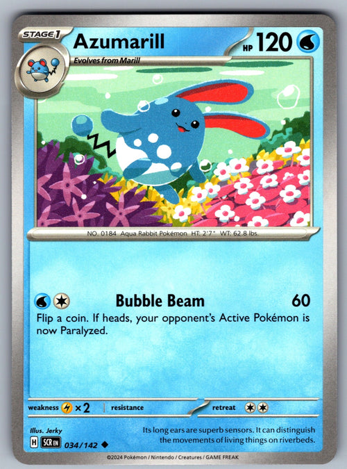 Azumarill Uncommon SV07: Stellar Crown 034/142 NM 2024