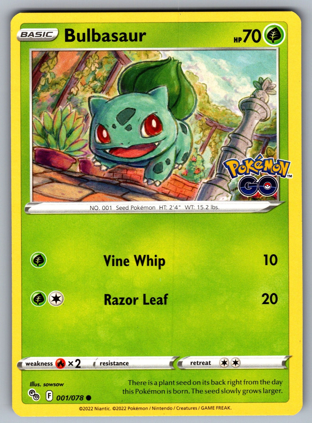 Bulbasaur Common Pokemon GO 001/078 NM 2022