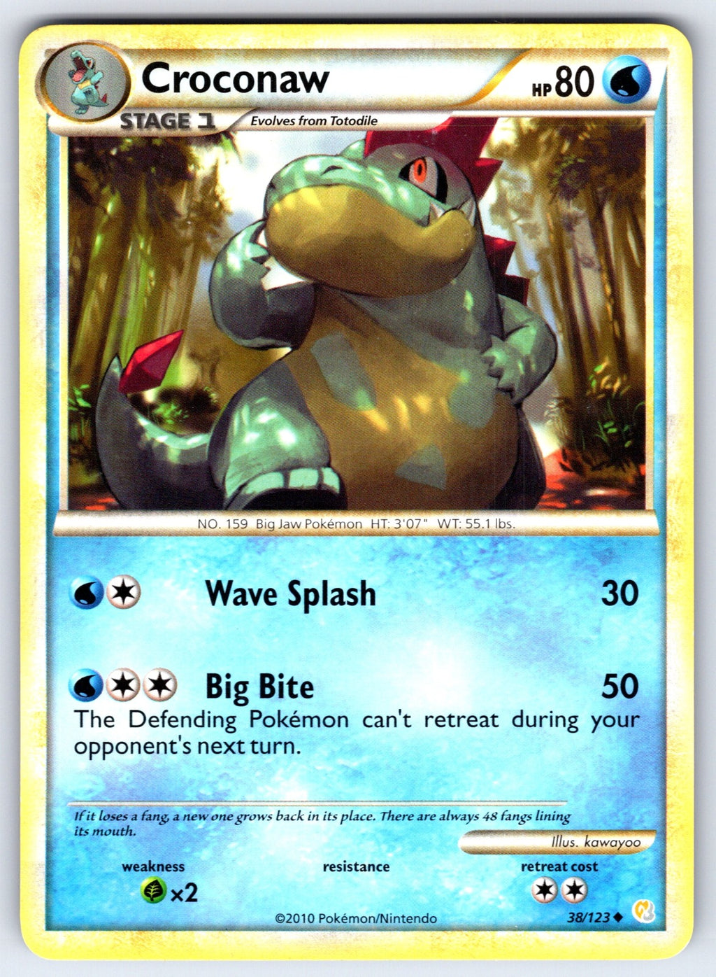 Croconaw Uncommon HeartGold SoulSilver 38/123 LP 2010
