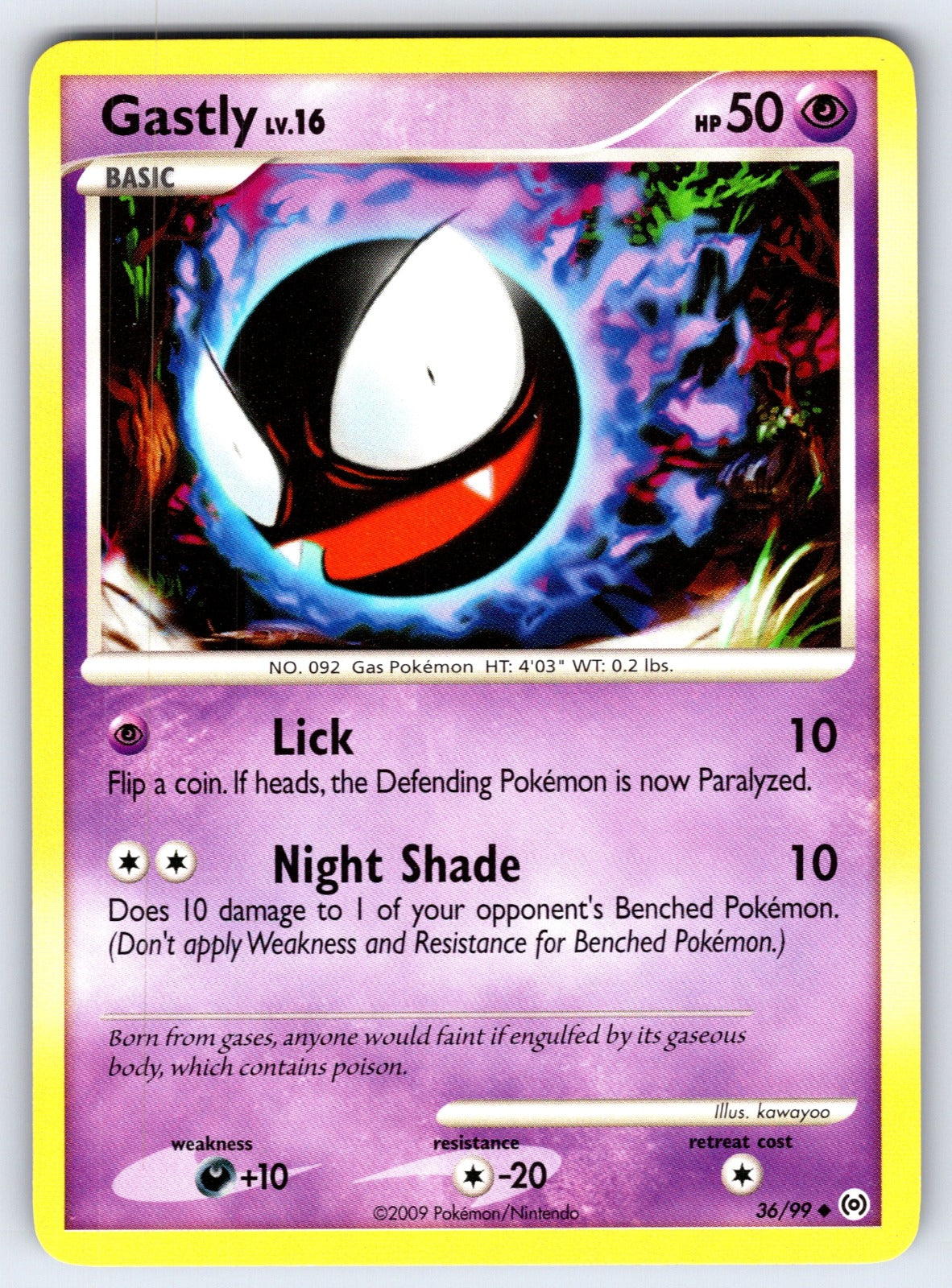 Gastly (36) Uncommon Arceus 36/99 LP 2009