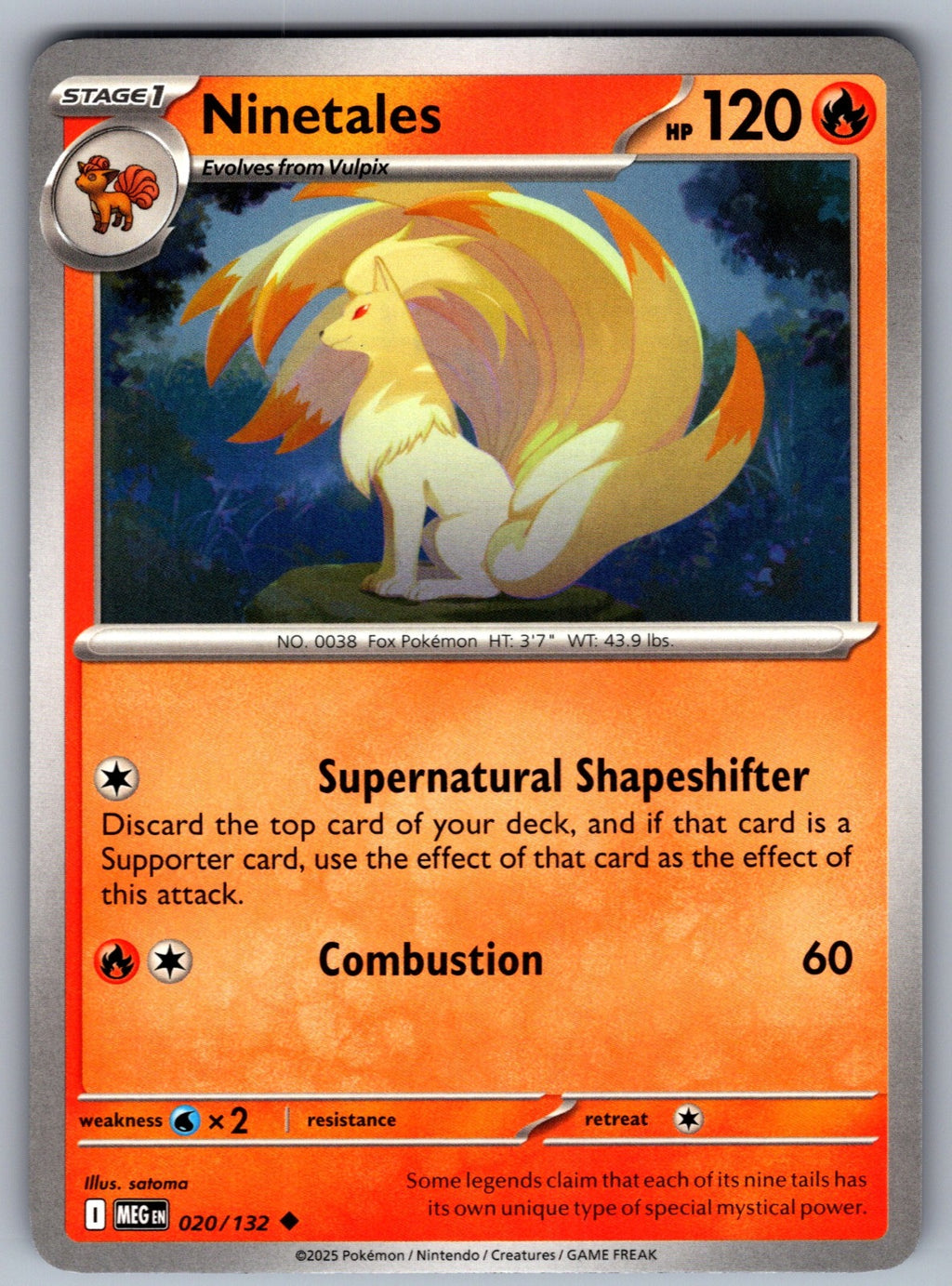 Ninetales Uncommon ME01: Mega Evolution 020/132 NM 2025