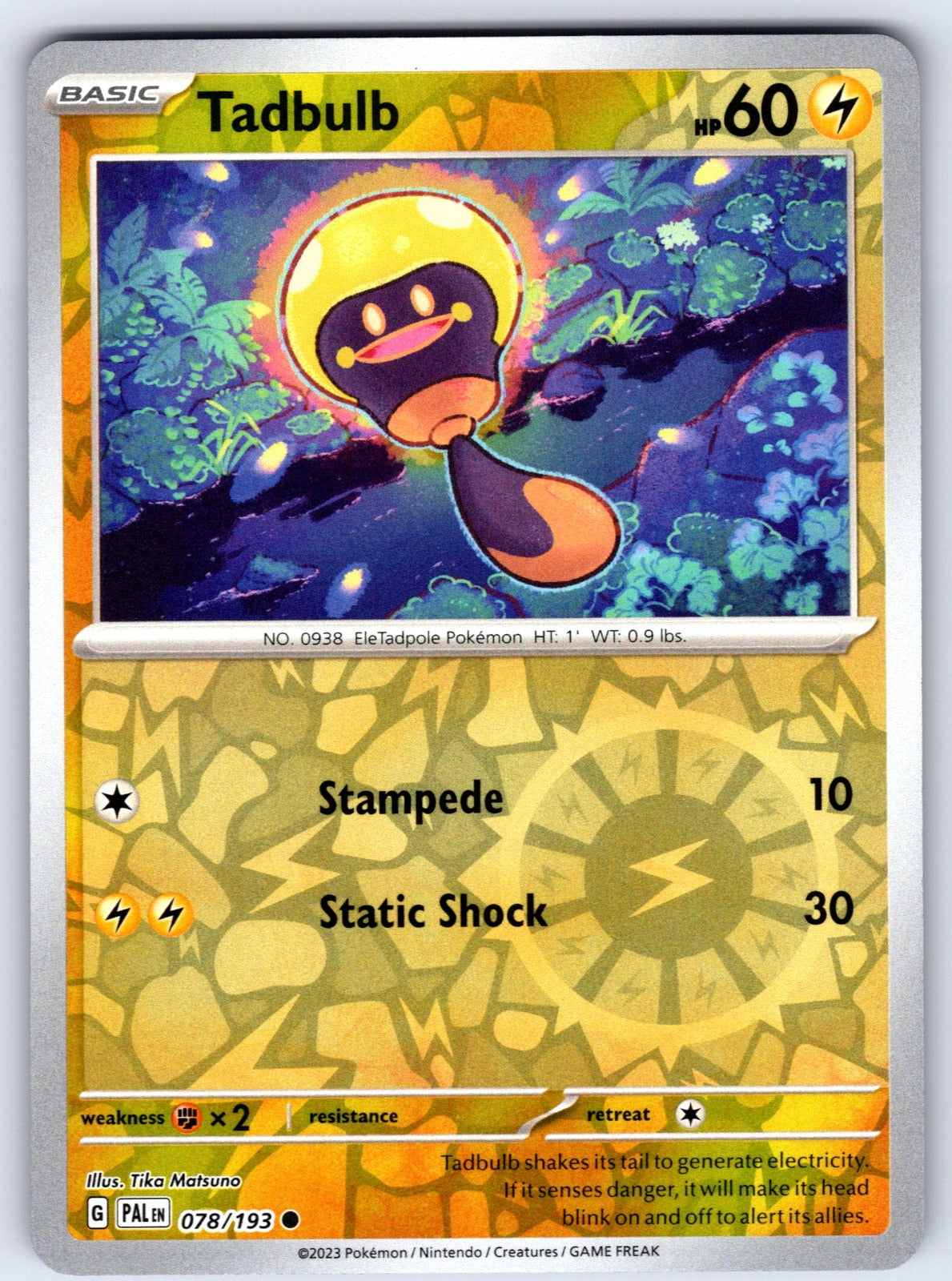 Tadbulb Reverse Holo Common SV02: Paldea Evolved 078/193 NM 2023