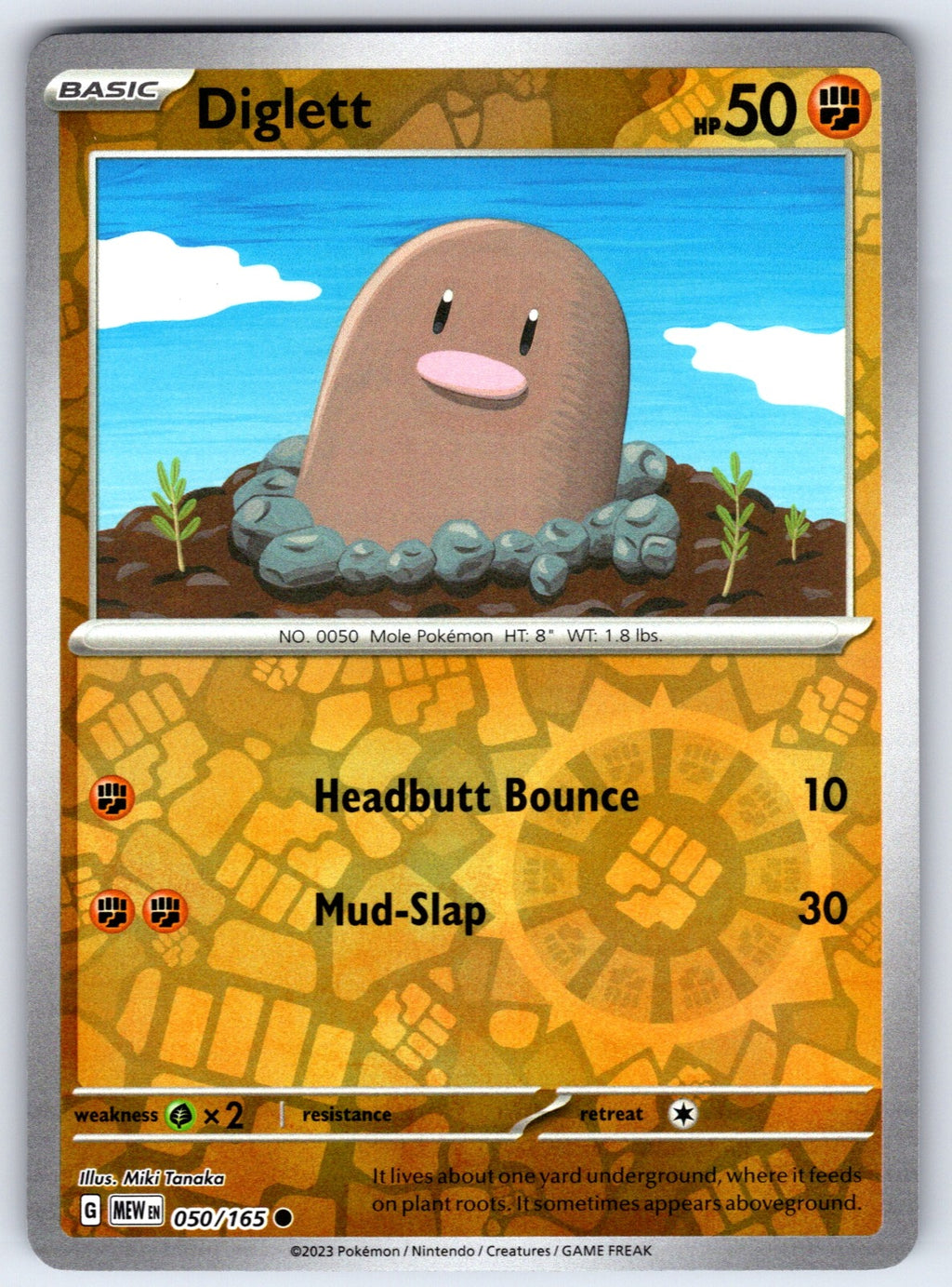 Diglett Reverse Holo Common SV: Scarlet & Violet 151 050/165 NM 2023