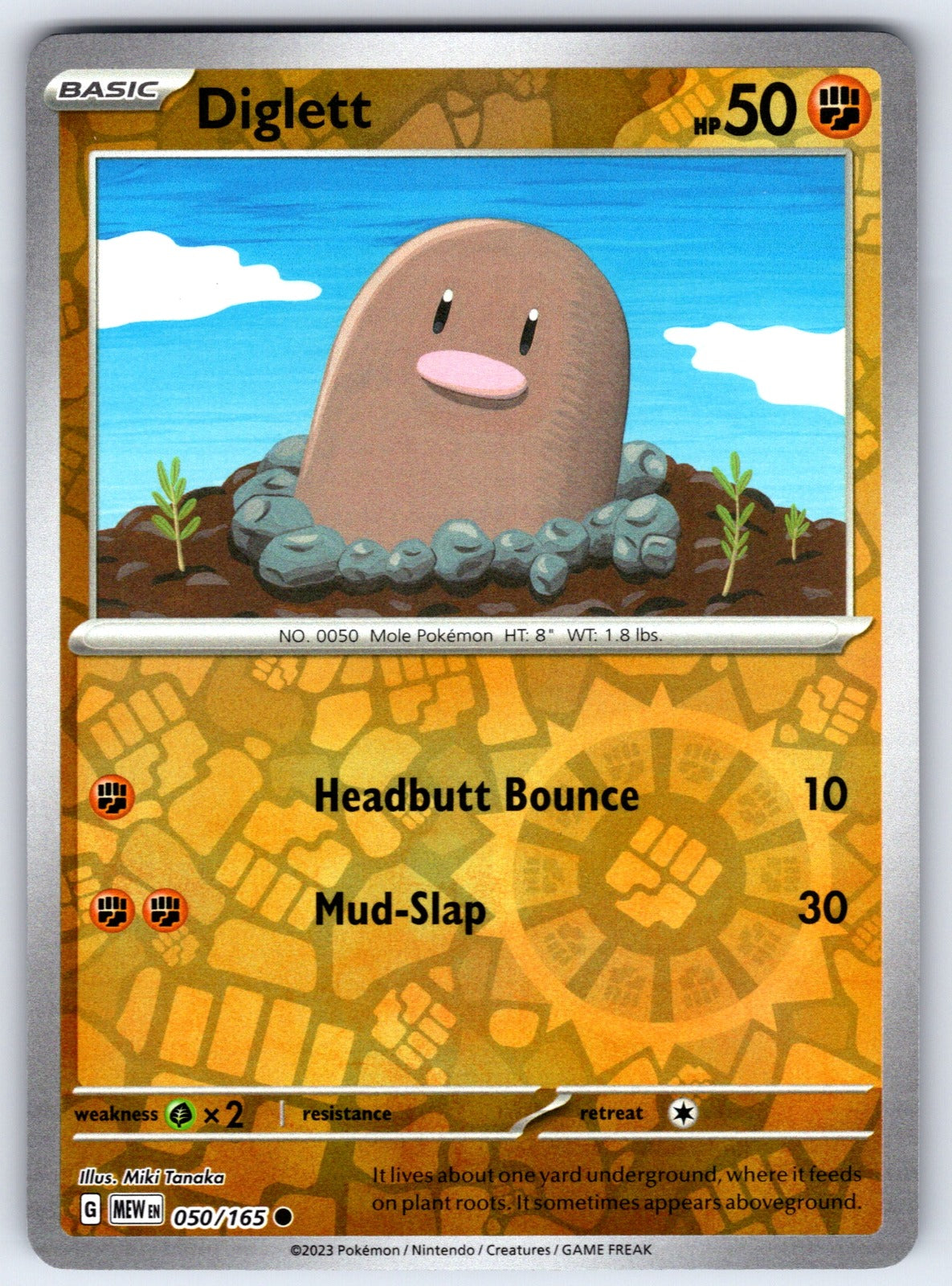 Diglett Reverse Holo Common SV: Scarlet & Violet 151 050/165 NM 2023