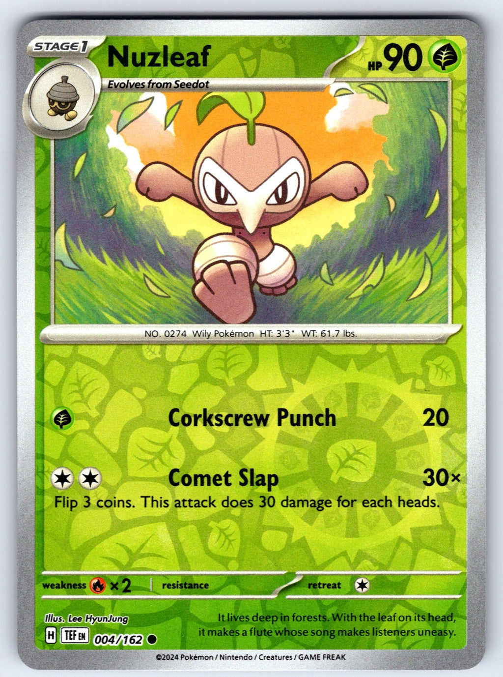 Nuzleaf Reverse Holo Common SV05: Temporal Forces 004/162 NM 2024