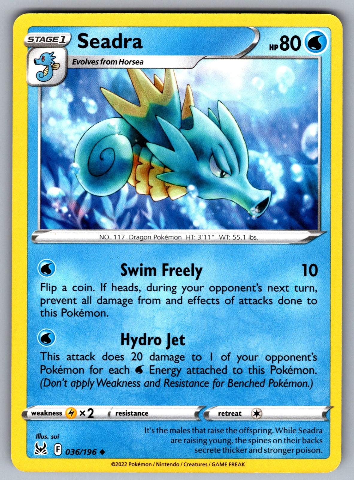 Seadra Uncommon SWSH11: Lost Origin 036/196 NM 2022