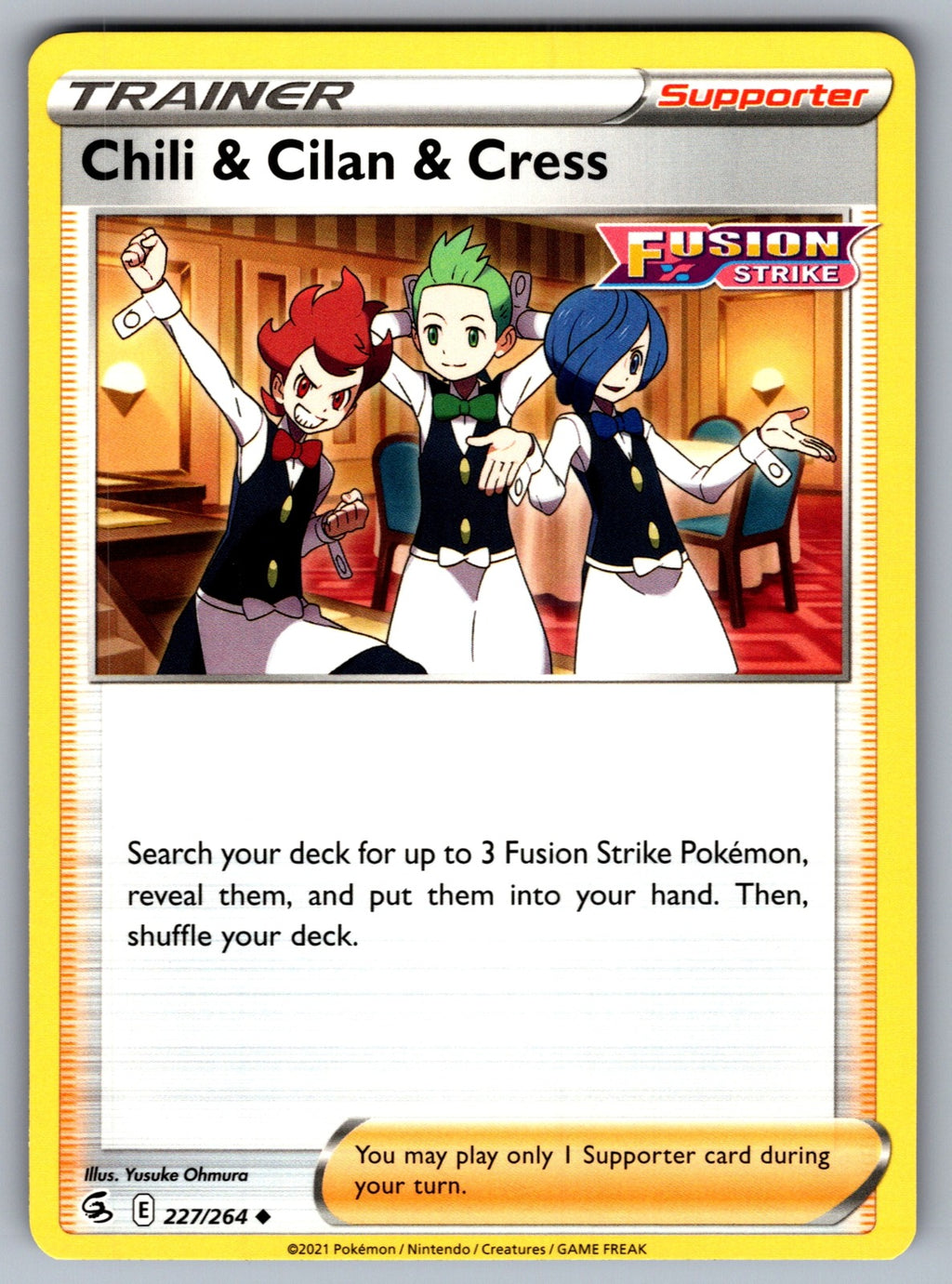 Chili & Cilan & Cress Uncommon SWSH08: Fusion Strike 227/264 NM 2021