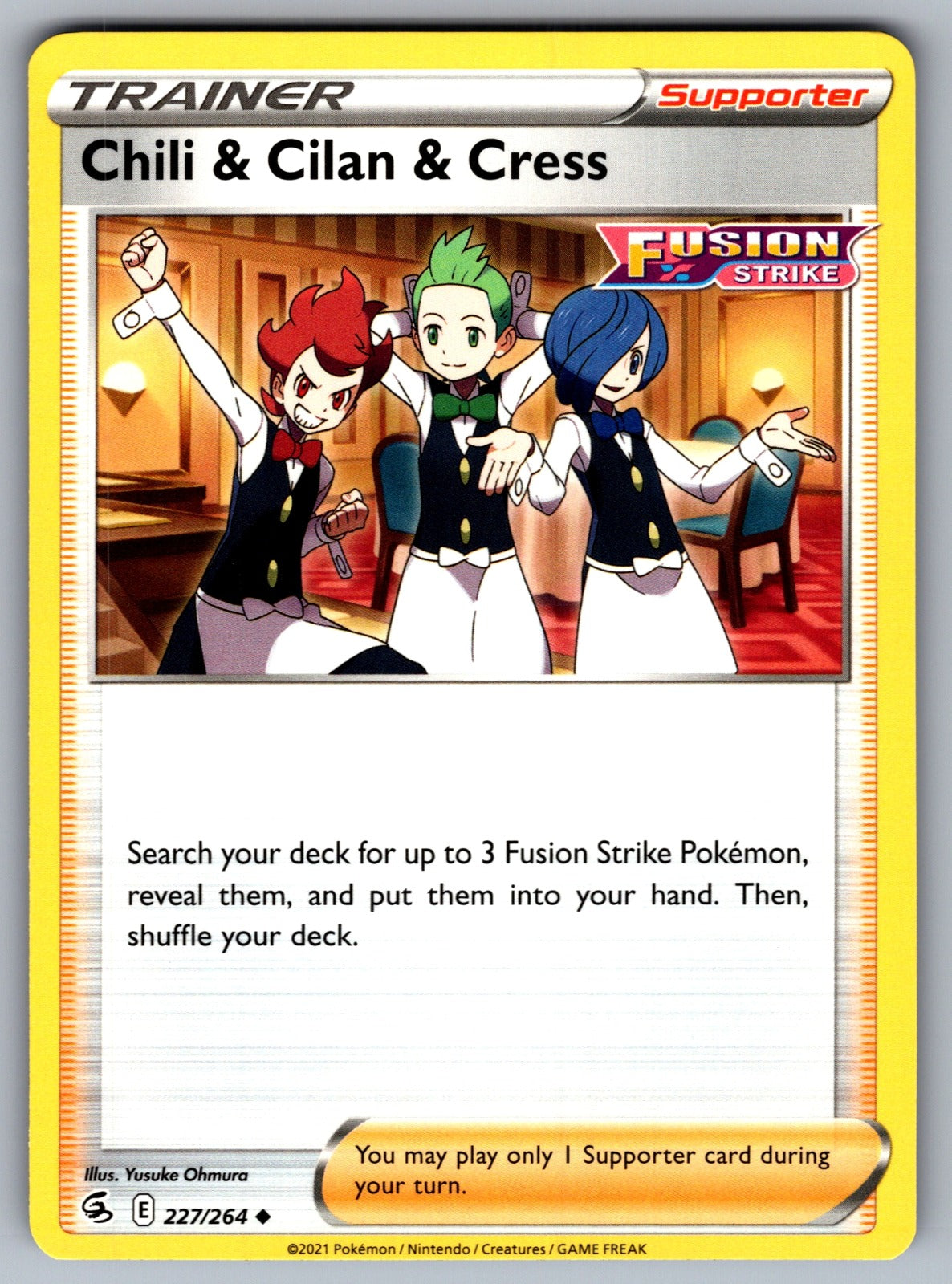 Chili & Cilan & Cress Uncommon SWSH08: Fusion Strike 227/264 NM 2021