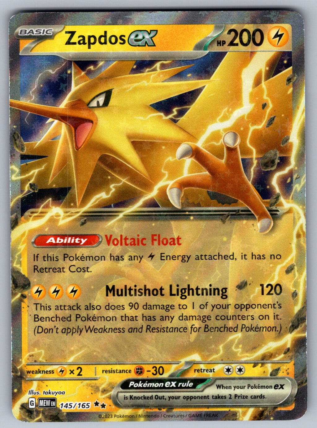 Zapdos ex Holo Double Rare SV: Scarlet & Violet 151 145/165 NM 2023