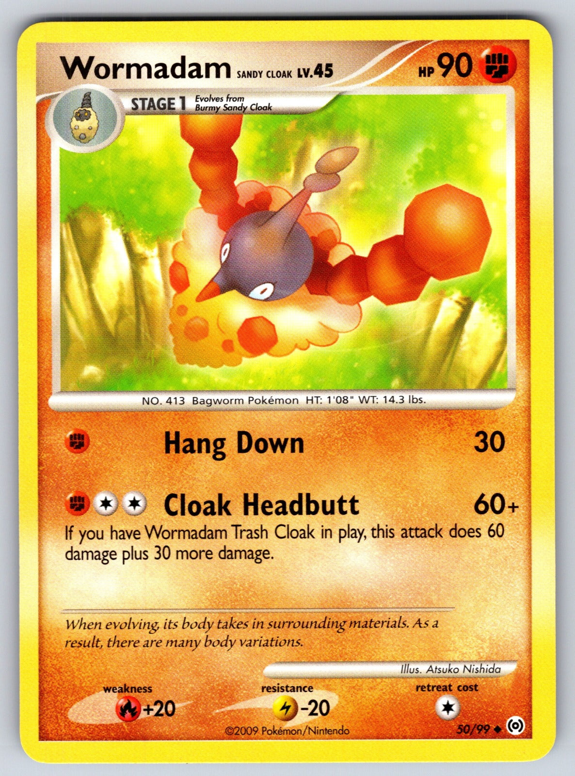 Wormadam Sandy Cloak Uncommon Arceus 50/99 LP 2009