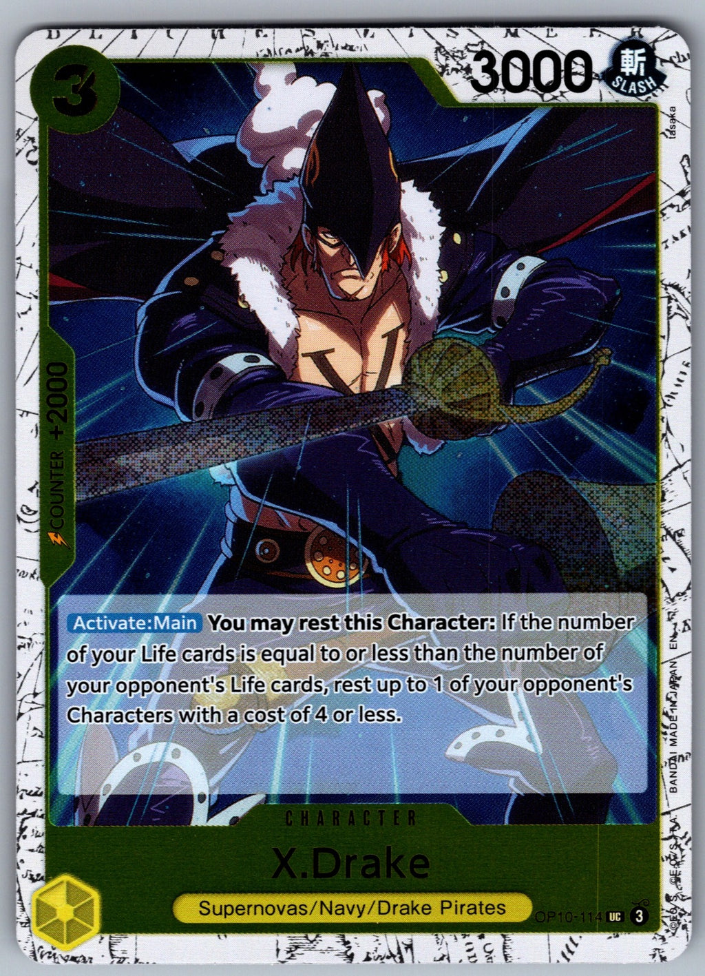 X.Drake (Pirate Foil) Foil UC Premium Booster -The Best- Vol. 2 OP10-114 NM 2025