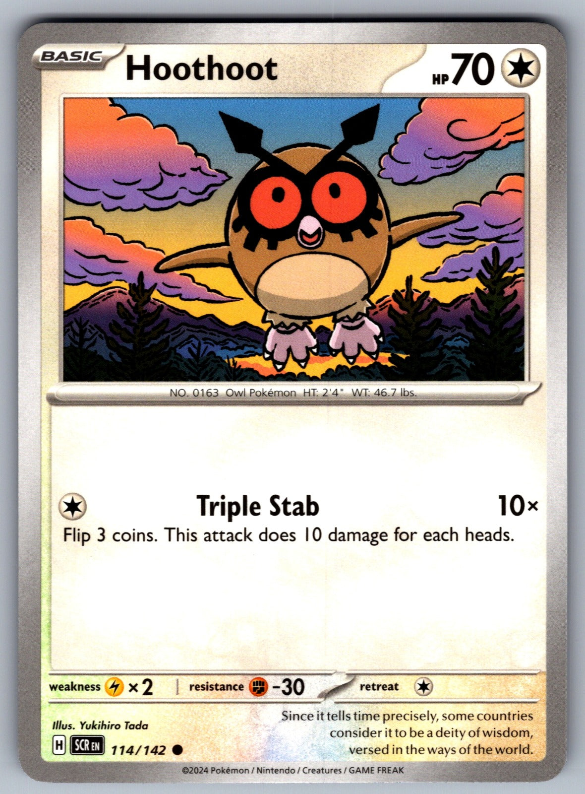 Hoothoot Common SV07: Stellar Crown 114/142 NM 2024