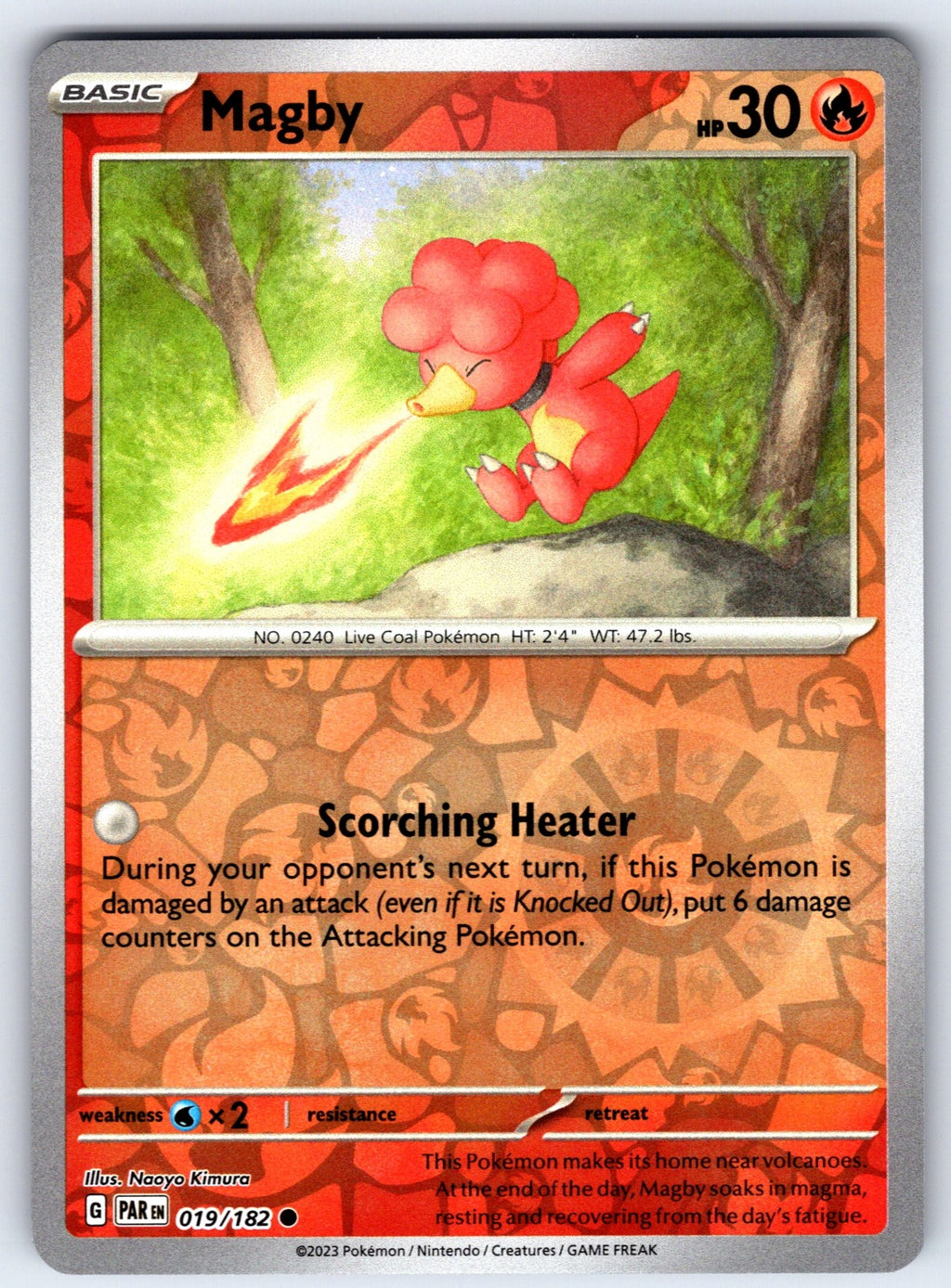 Magby Reverse Holo Common SV04: Paradox Rift 019/182 NM 2023