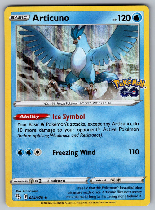 Articuno Holo Rare Pokemon GO 024/078 NM 2022
