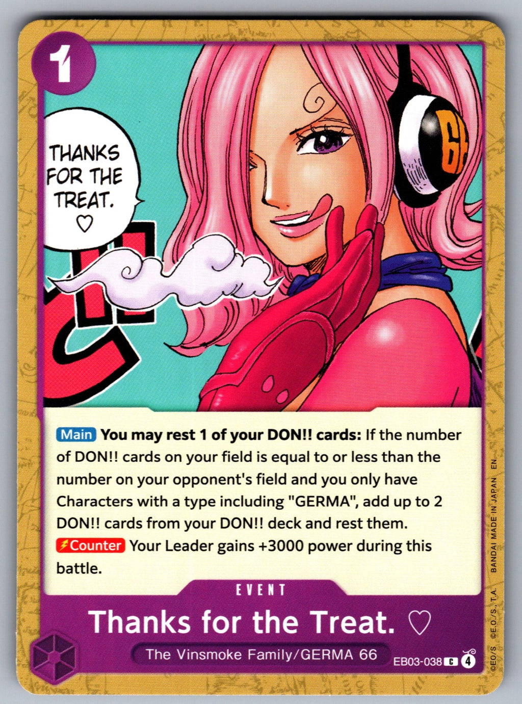 Thanks for the Treat. C Extra Booster: One Piece Heroines Edition EB03-038 NM 2026