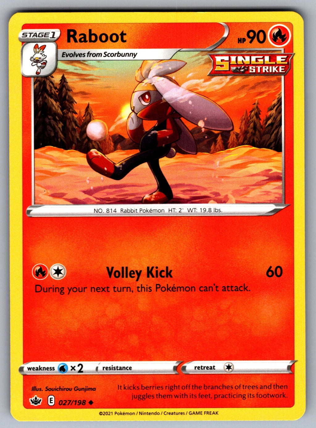 Raboot Uncommon SWSH06: Chilling Reign 027/198 NM 2021