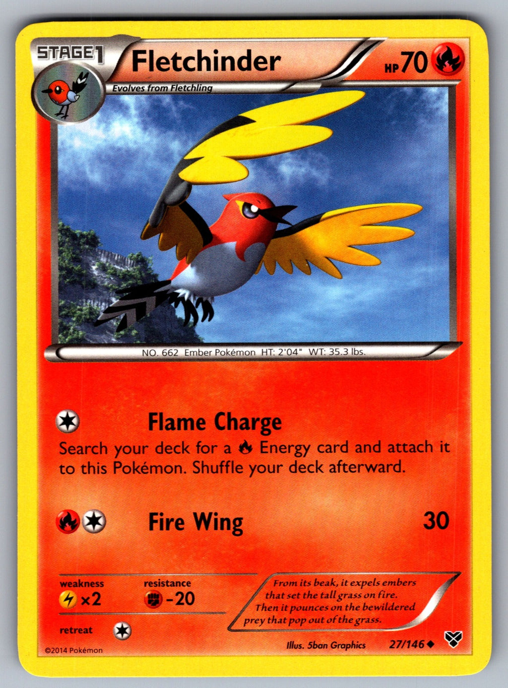 Fletchinder Uncommon XY Base Set 27/146 LP 2014