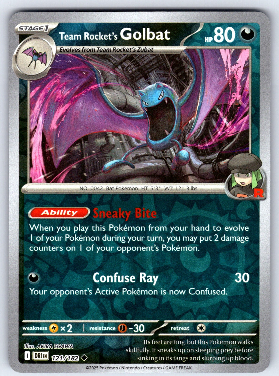 Team Rocket's Golbat Reverse Holo Uncommon SV10: Destined Rivals 121/182 NM 2025