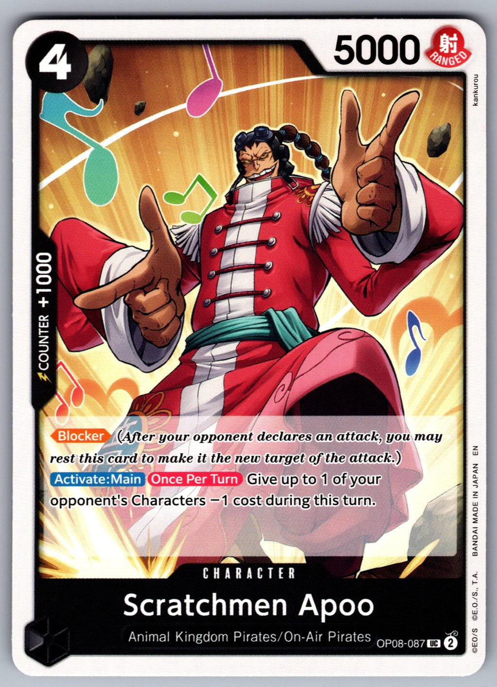 Scratchmen Apoo UC Two Legends OP08-087 NM 2024