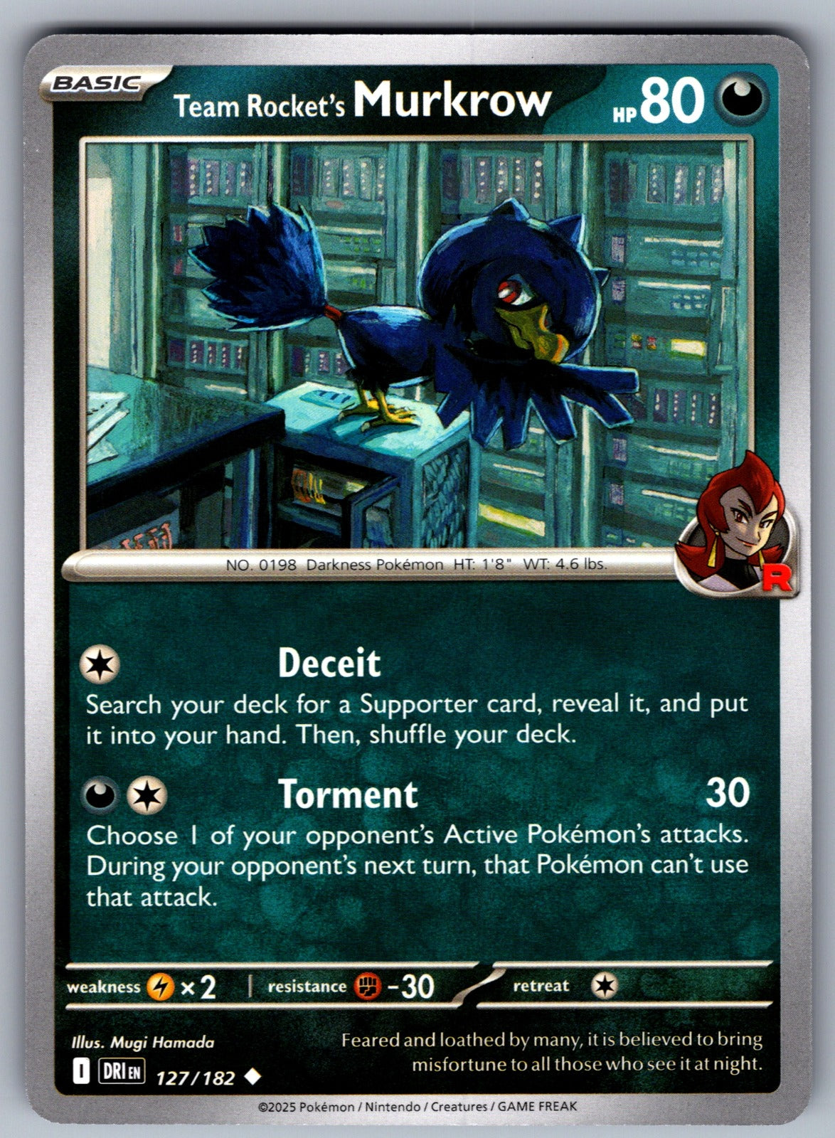 Team Rocket's Murkrow Uncommon SV10: Destined Rivals 127/182 NM 2025