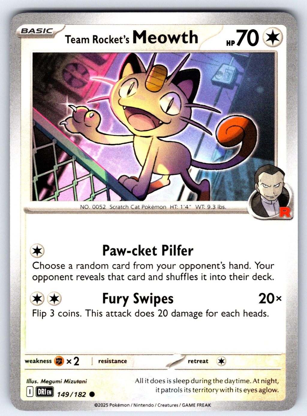 Team Rocket's Meowth Common SV10: Destined Rivals 149/182 NM 2025