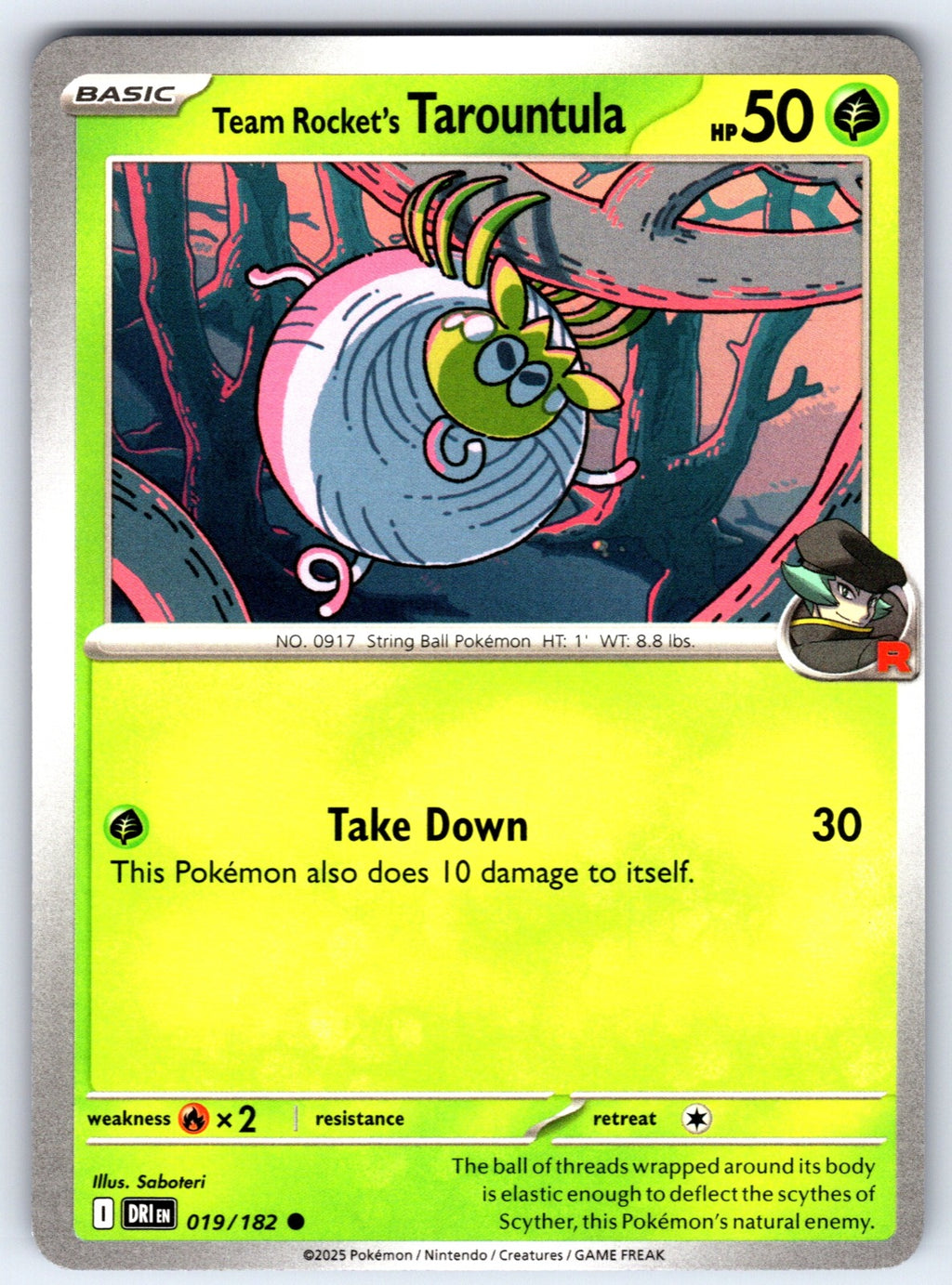 Team Rocket's Tarountula Common SV10: Destined Rivals 019/182 NM 2025