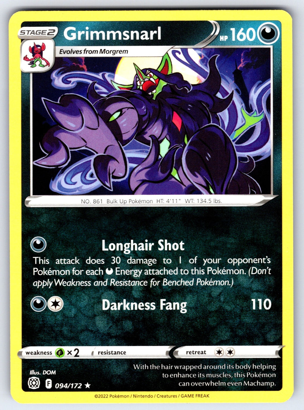 Grimmsnarl Rare SWSH09: Brilliant Stars 094/172 NM 2022