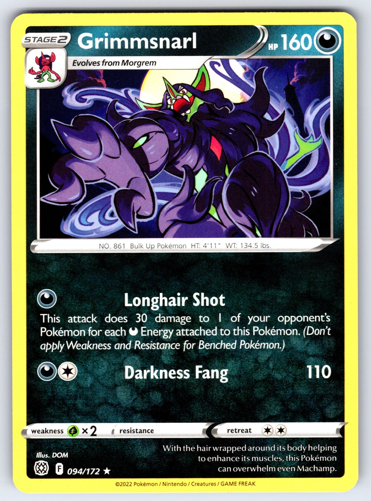 Grimmsnarl Rare SWSH09: Brilliant Stars 094/172 NM 2022