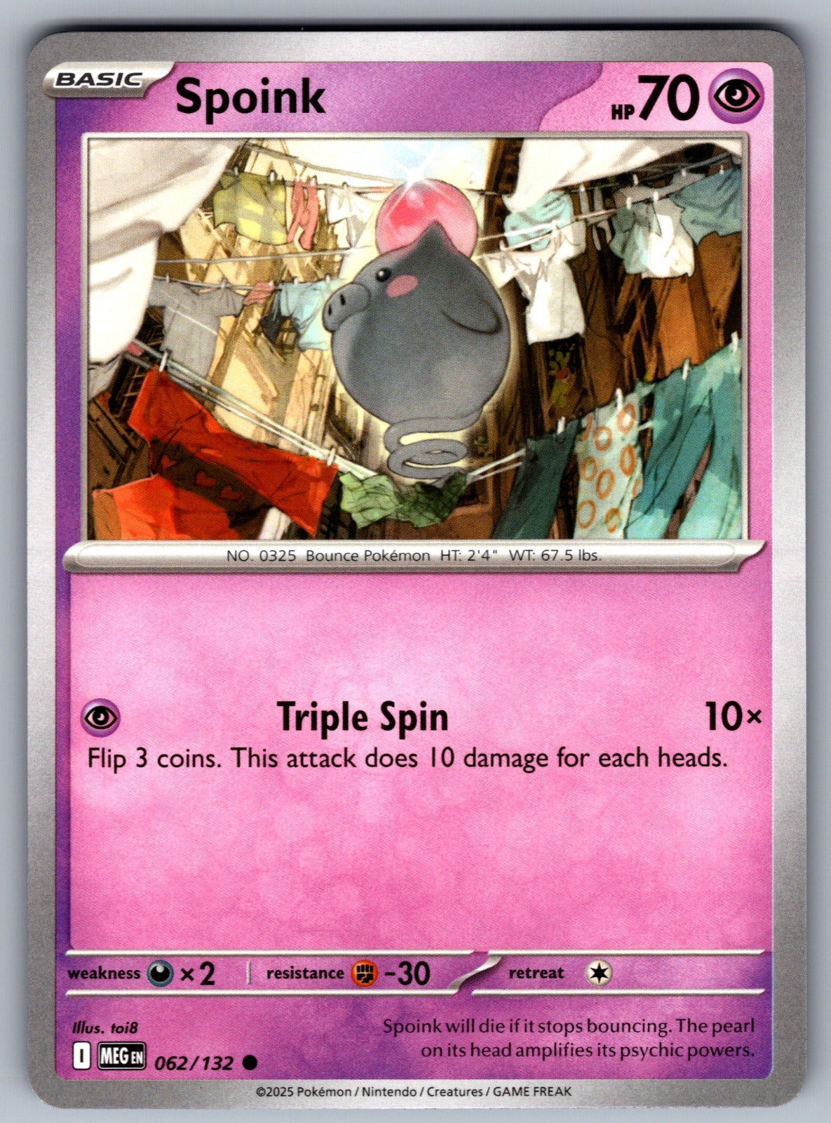 Spoink Common ME01: Mega Evolution 062/132 NM 2025