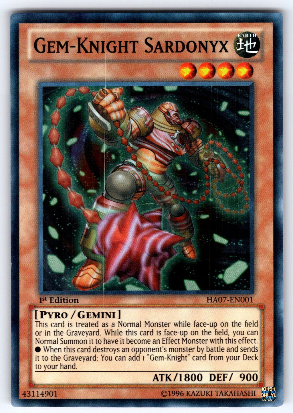 Gem-Knight Sardonyx Unlimited Super Rare Hidden Arsenal 7: Knight of Stars HA07-