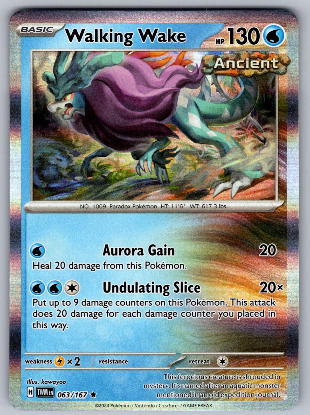 Walking Wake Holo Rare SV06: Twilight Masquerade 063/167 NM 2024