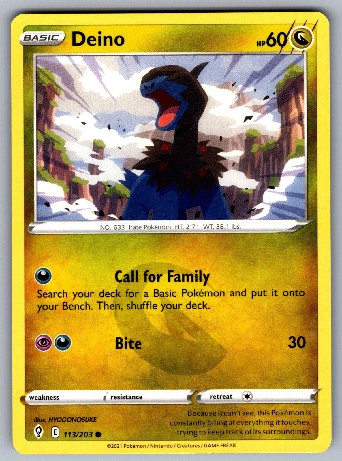 Deino Common SWSH07: Evolving Skies 113/203 NM 2021