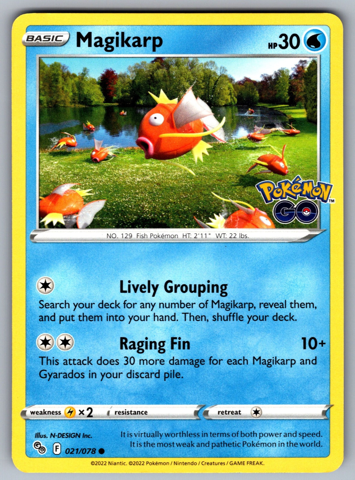 Magikarp Common Pokemon GO 021/078 NM 2022
