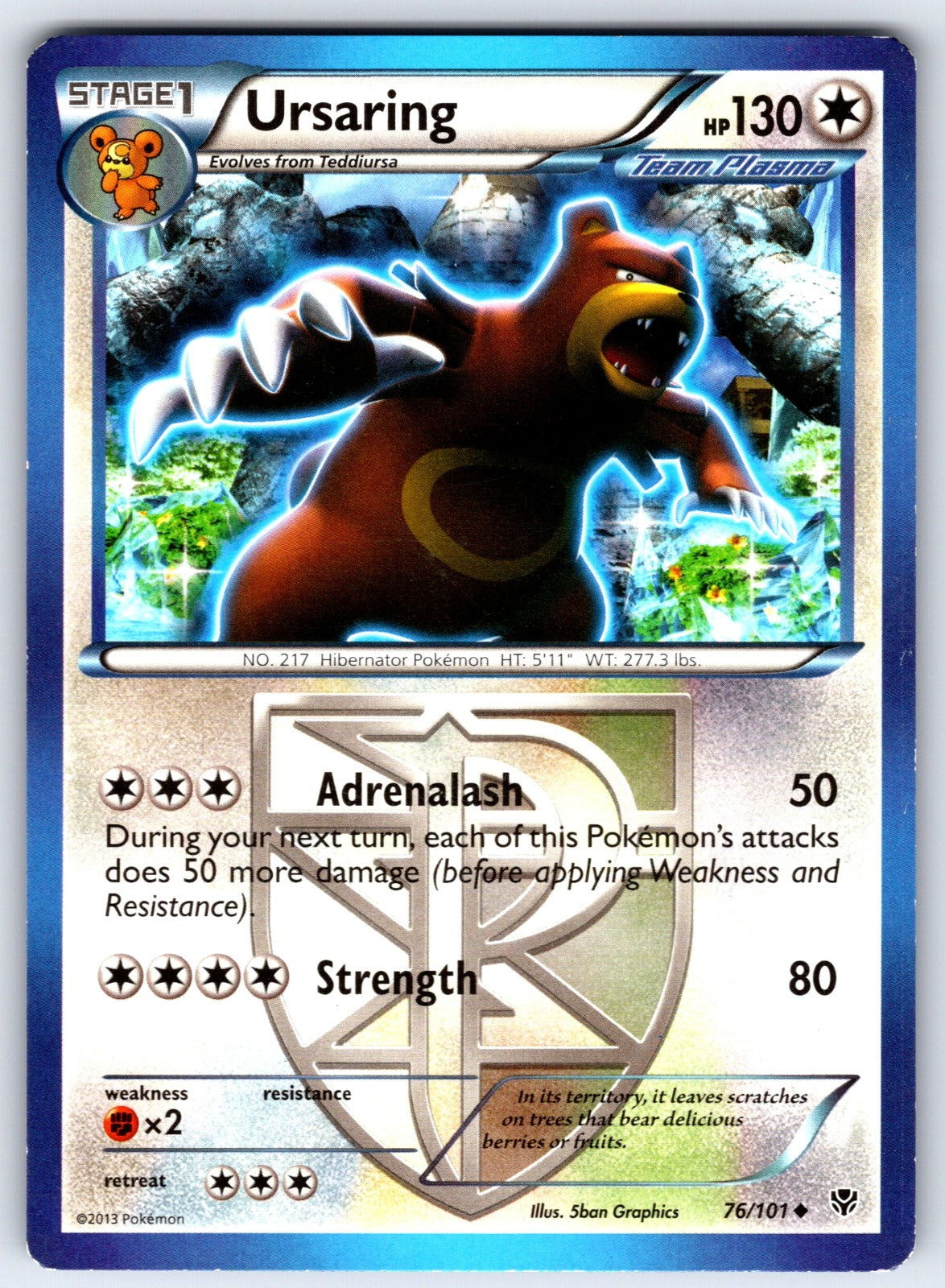 Ursaring (Team Plasma) Uncommon Plasma Blast 76/101 LP 2013