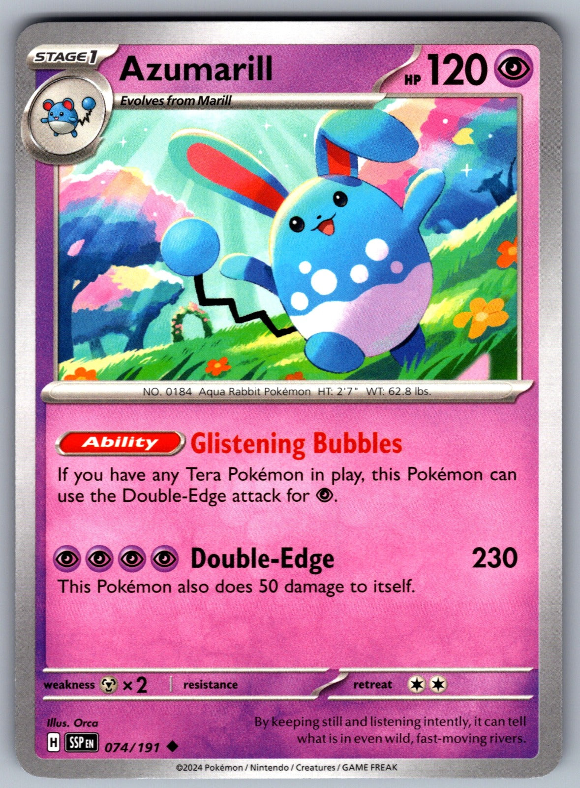 Azumarill Uncommon SV08: Surging Sparks 074/191 NM 2024