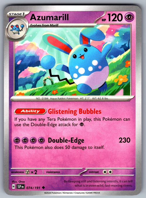 Azumarill Uncommon SV08: Surging Sparks 074/191 NM 2024