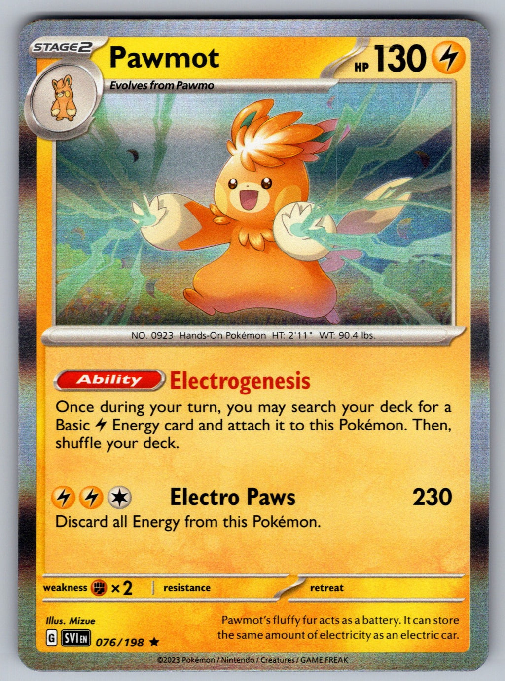 Pawmot Holo Rare SV01: Scarlet & Violet Base Set 076/198 NM 2023