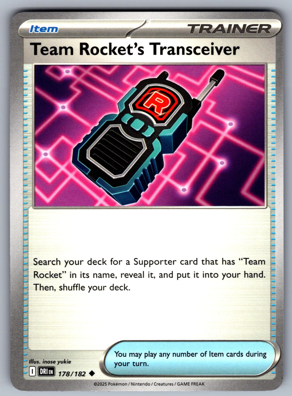 Team Rocket's Transceiver Uncommon SV10: Destined Rivals 178/182 NM 2025