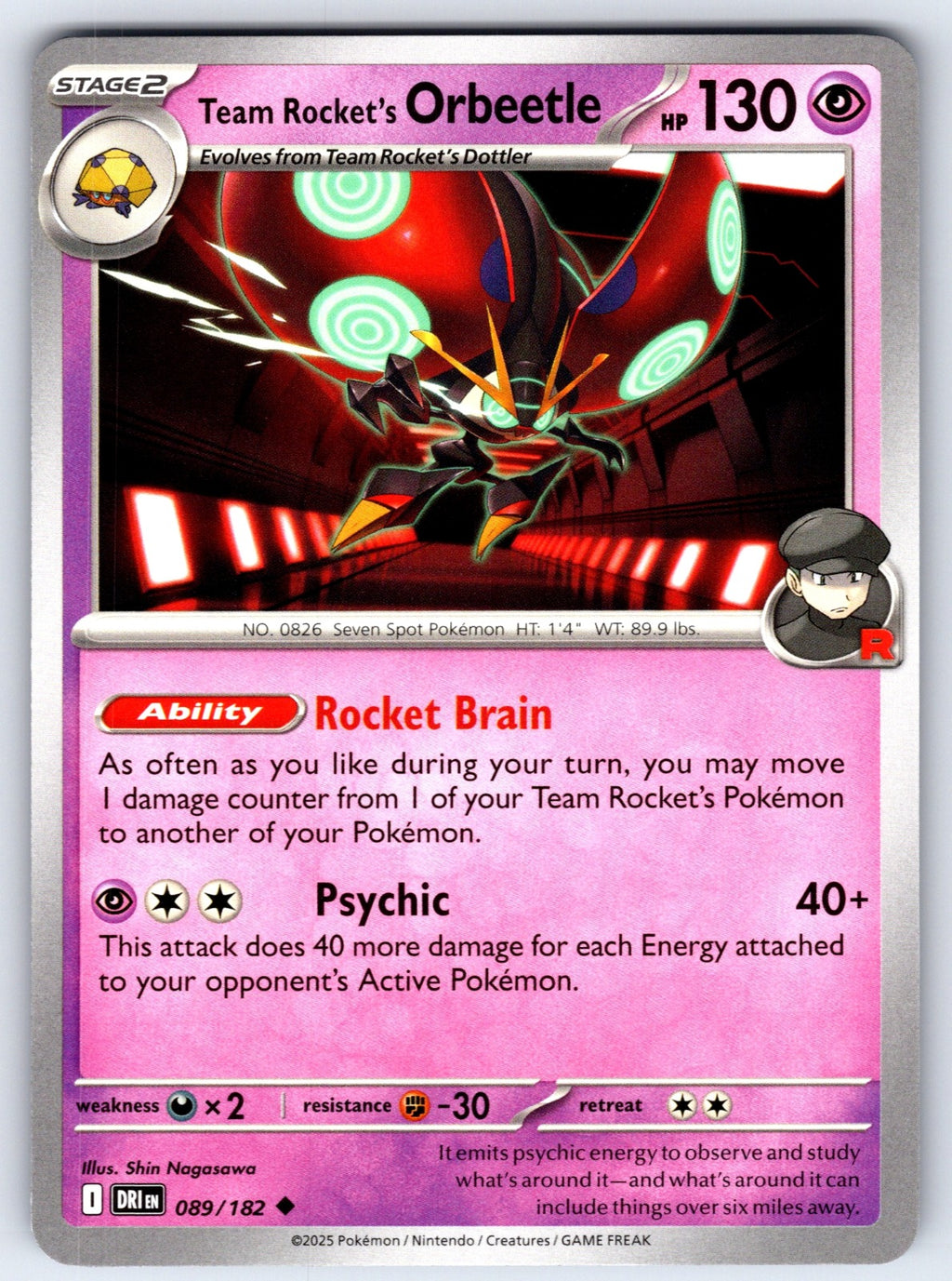 Team Rocket's Orbeetle Uncommon SV10: Destined Rivals 089/182 NM 2025