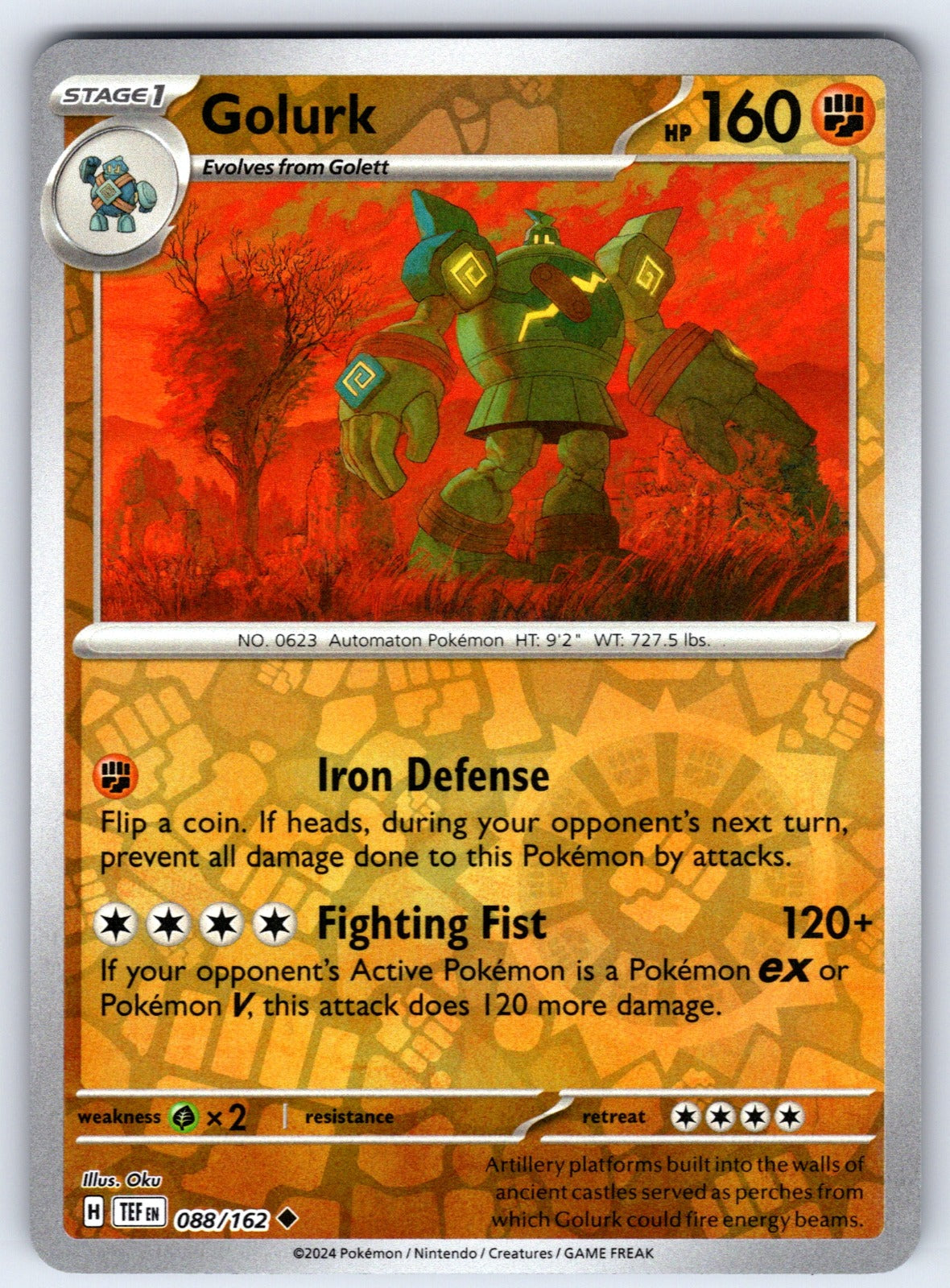 Golurk Reverse Holo Uncommon SV05: Temporal Forces 088/162 NM 2024
