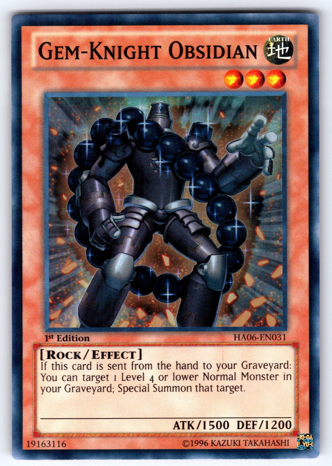 Gem-Knight Obsidian Unlimited Super Rare Hidden Arsenal 6: Omega Xyz HA06-EN031 