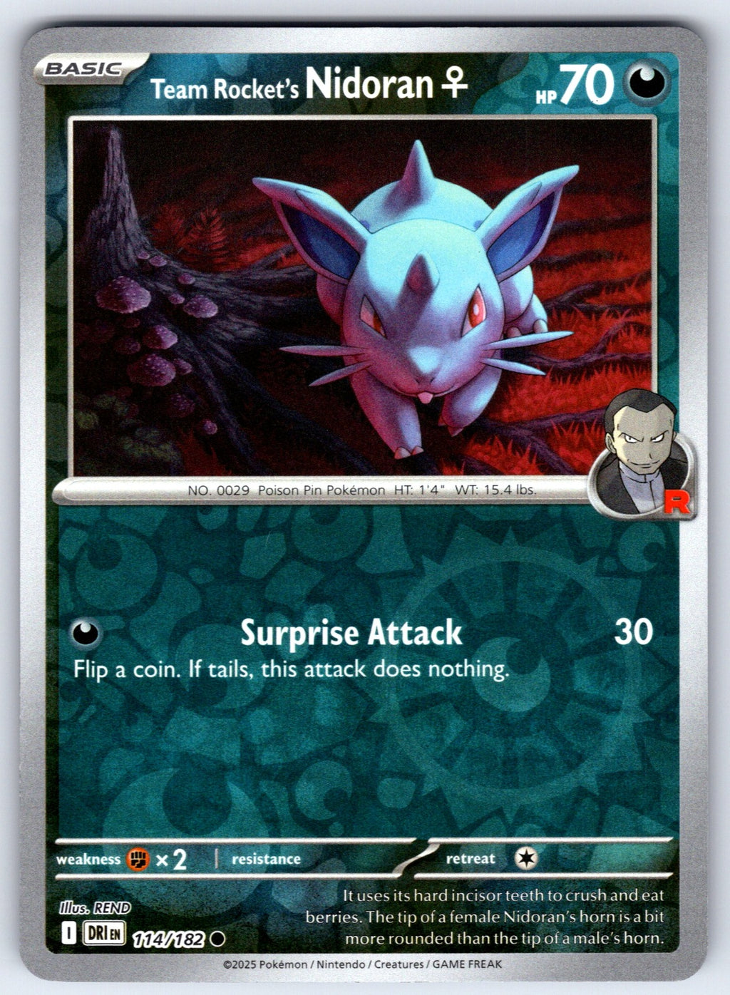 Team Rocket's Nidoran F Common SV10: Destined Rivals 114/182 NM 2025