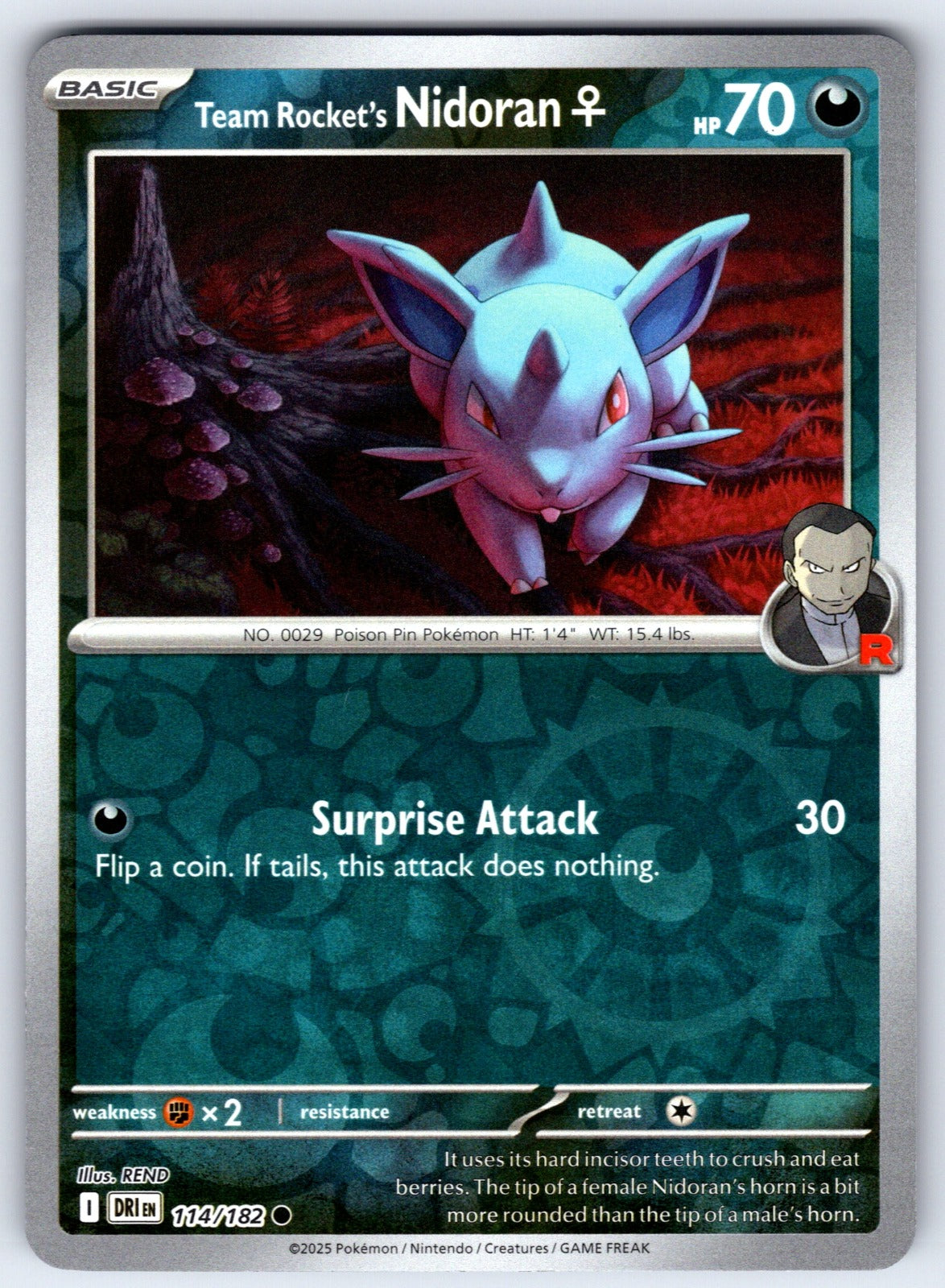 Team Rocket's Nidoran F Common SV10: Destined Rivals 114/182 NM 2025