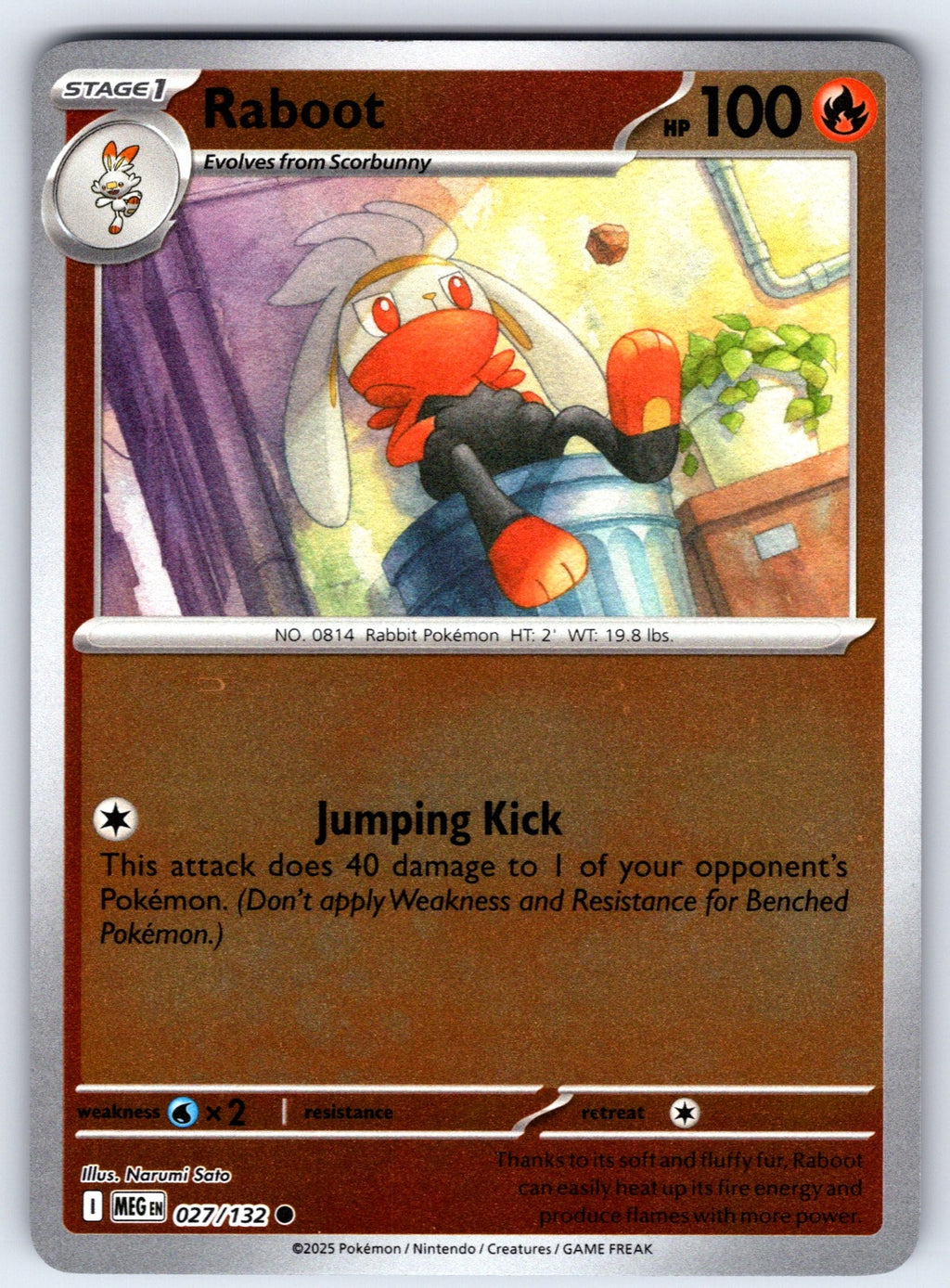 Raboot Reverse Holo Common ME01: Mega Evolution 027/132 NM 2025