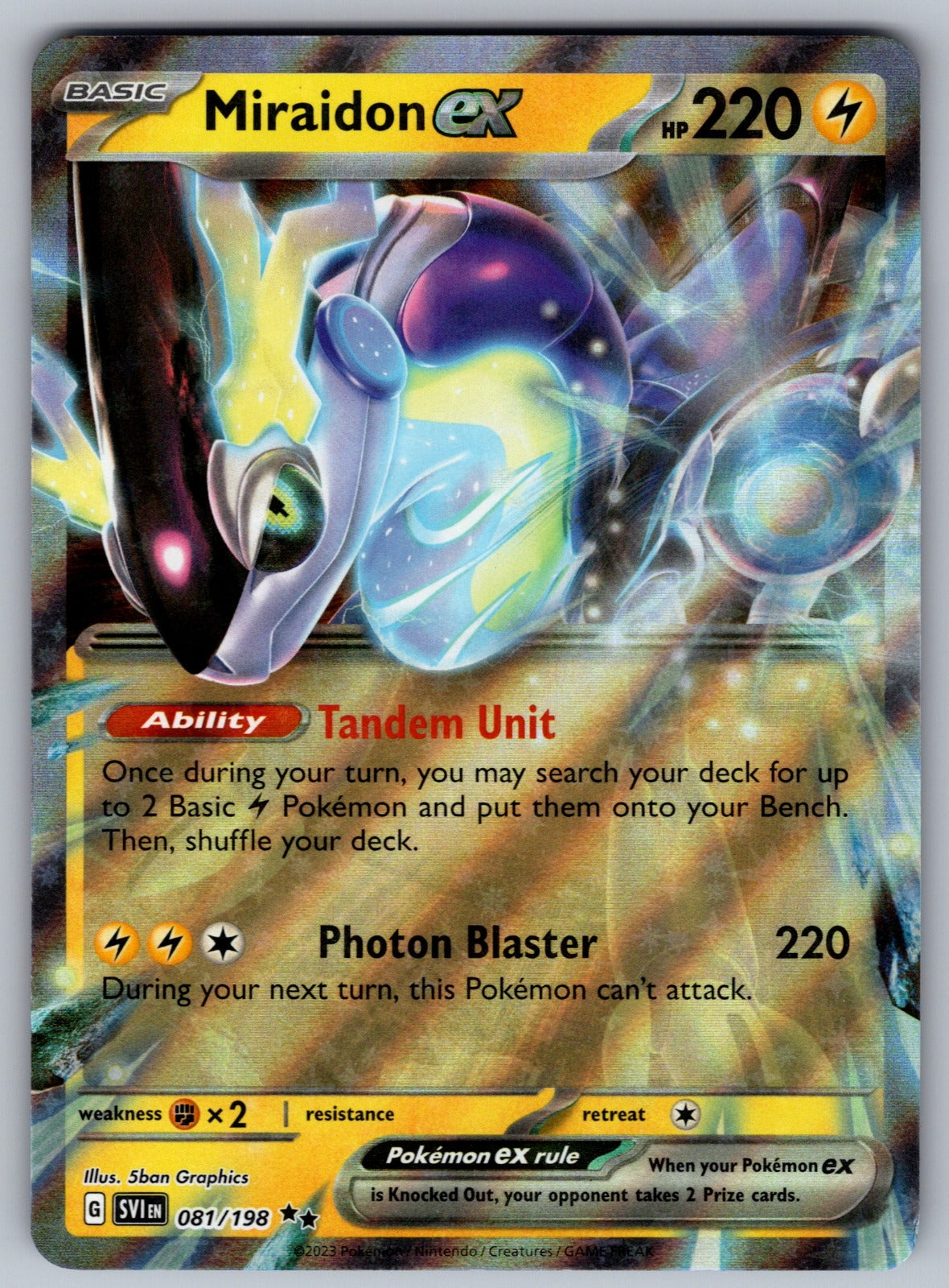 Miraidon ex Holo Double Rare SV01: Scarlet & Violet Base Set 081/198 NM 2023