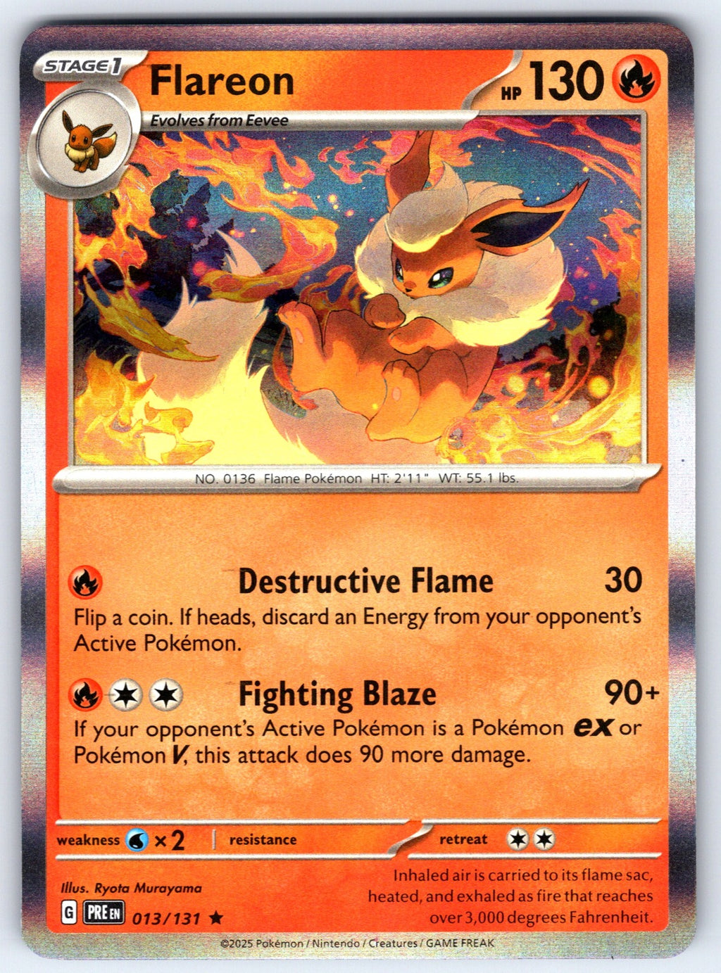 Flareon Holo Rare SV: Prismatic Evolutions 013/131 NM 2025