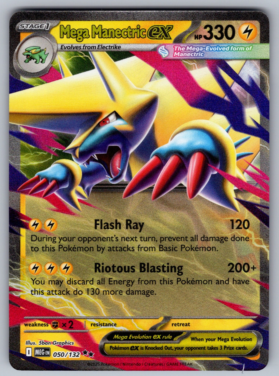 Mega Manectric ex Holo Double Rare ME01: Mega Evolution 050/132 NM 2025